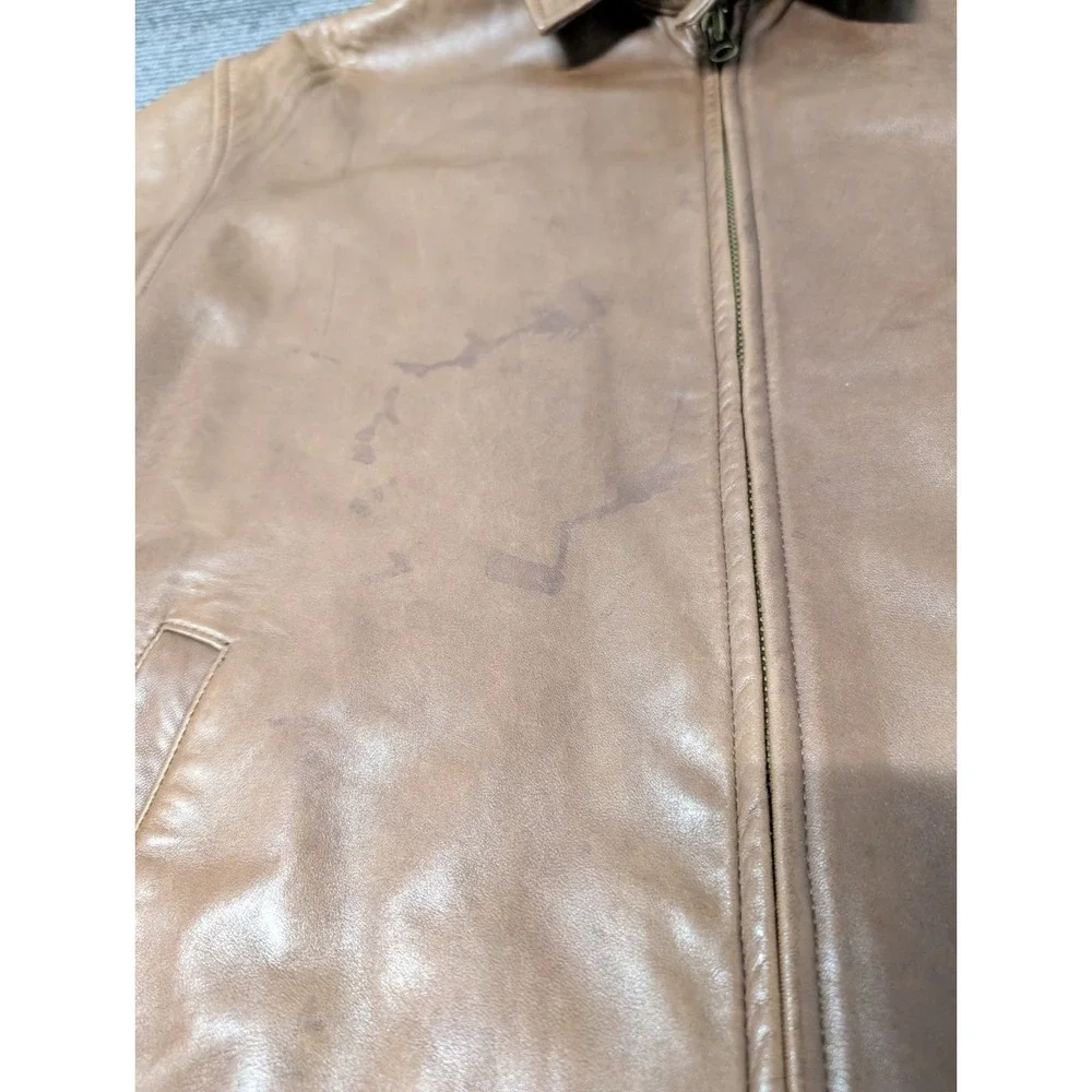Polo Ralph Lauren Brown Lambskin Leather Harrington Bomber Jacket Men's Medium